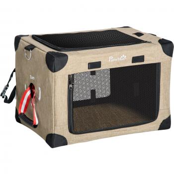 PawHut Transportín Mochila para Gatos Perros Pequeños Bolsa de Transporte para Mascotas Plegable con Cojín Extraíble y Correa de Transporte Ajustable 48,5x33