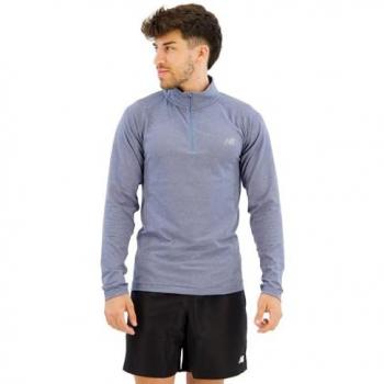 Sudadera New Balance Knit Half Zip azul claro - S, camiseta de manga larga con media cremallera, modelo MT41083