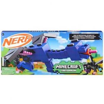 Pistola Nerf Minecraft Ender Dragon F7912 WB4 - Blaster de juguete, diseño inspirado en Minecraft, incluye detalles del Ender Dragon, compatible con dardos Nerf Elite, recomendado para mayores de 8 años