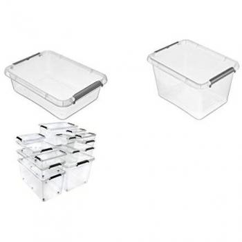 Caja de Almacenamiento Modular Apilable Transparente con Tapa Clip 6L Lara