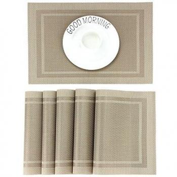 CHAOCHI Manteles Individuales Lavables Desgaste Set de 6 Salvamantele Individuales PVC Resistentes para la Mesa de Comedor de Cocina,Haz la Mesa más Bella