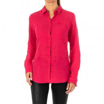Camisa de mujer La Martina LWC006, manga larga, cuello de solapa