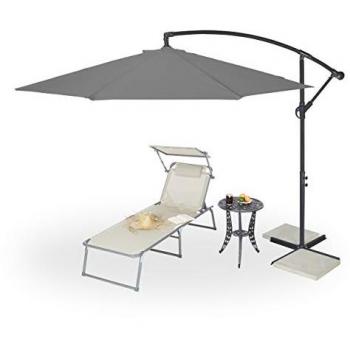 Sombrilla Lateral Excéntrica XXL con Manivela y Funda, Ø 300 cm, Gris