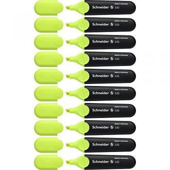 Schneider Job 150 - Subrayadores permanentes rellenable, con capuchón con solapa, , color amarillo, pack de 10 unidades