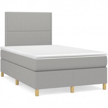 Colchón cama box spring de muelles y tela LED gris claro 120x190 cm Vidaxl