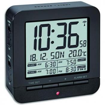 TFA Dostmann 60.2536.01 Alarm Clock Plastic, plastic, Black, 9.2 x 9.2 x 3.2 cm