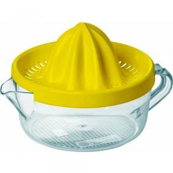 Emsa Superline 507358 - Exprimidor Manual de 0,4 Litros, Diseño Ergonómico, Fácil Limpieza, Depósito Transparente, Color Amarillo
