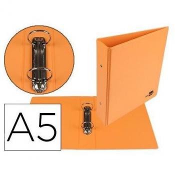 Carpeta de 2 anillas 40 mm redondas Liderpapel A5 carton forrado pvc naranja