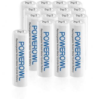 POWEROWL Pilas Recargables AA de Ni-MH 1.2V 2100mAh de Alta Capacidad Baterías AA Recargables 1200 Ciclo de Carga