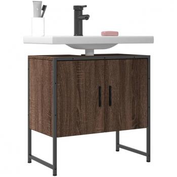 Mueble para lavabo de baño Roble marrón 60x33x60cm Madera multicapa