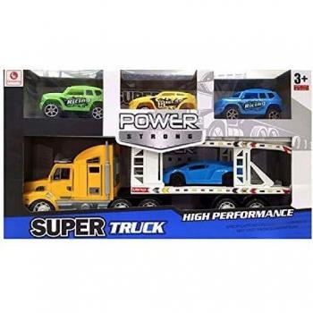 JuguetesFantasia.com CAMION Trailer PORTACOCHES con 4 Coches 43CM, Multicolor