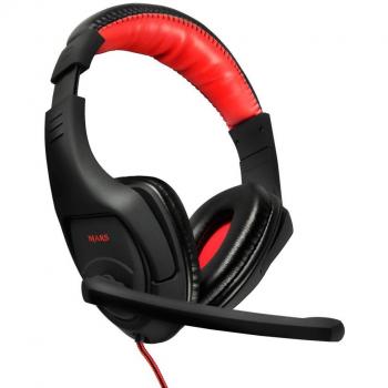 Mars Gaming MH1, Cascos Caming con Micrófono Plegable, Cancelación Ruido, Rojo