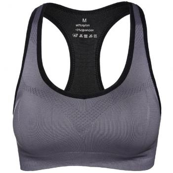 DEBAIJIA Mujer Sujetador Deportivo Running Con Relleno Shock Absorber Sin Aros Chaleco Gimnasio Aptitud Sin Costuras Yoga Estiramiento Sports Gris-M