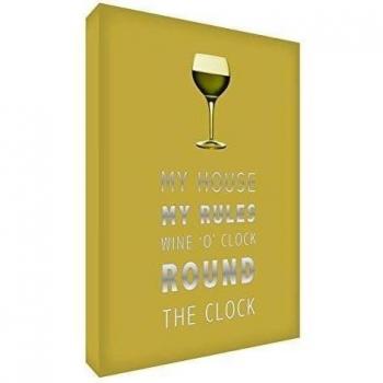Decoración de la pared pequeño ayudante WOC1624-11G Feel Good arte hecha de lona fuerte en el moderno Time estilo tipográfico del vino - vino blanco, 60 x 40 cm