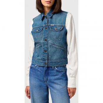 Shrunken Denim Vest - Slim Fit Blue Jean Jacket