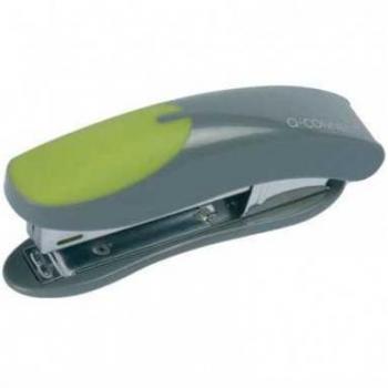 Grapadora Q-Connect KF00991 de Plástico, Capacidad de 12 Hojas, Usa Grapas Nº 10, Color Verde/Gris