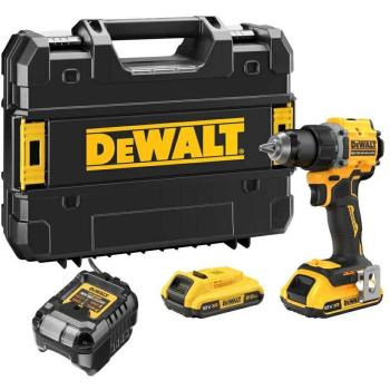 Taladro/atornillador inalámbrico Dewalt DCD794D2T 18 V, 2 Ah Li-Ion, incluye 2 baterías y cargador en maletín