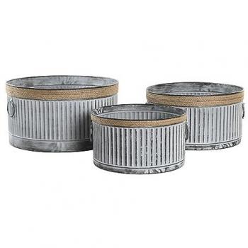 Set de Maceteros DKD Home Decor Marrón Gris Metal Cuerda Vintage Desgastado 38 x 38 x 21 cm