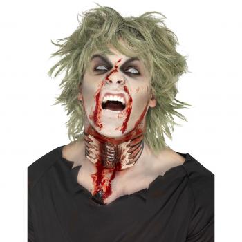 Smiffy's-45209 Garganta degollada de Zombi, Carne, con Lazada, Color, Applicable