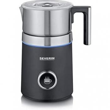 SEVERIN Espumador de Leche Inducción Spuma 700 Plus, 500 W, 700 ml y 13 programas, Dimensiones 19,5 x 15,5 x 25 cm, Acero inoxidable cepillado / negro mate, SM 3587