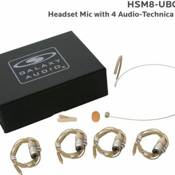 Galaxy Audio HSM8 Dual Ear Headset Microphone with 4 AT Cables, Beige