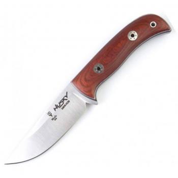 Cuchillo de caza Muela HUSKY 11 RM con Empuñadura Micarta Blanca y Negra, Hoja de Acero SANDVIK 14C28N de 11 cm