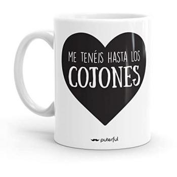 Taza Original Negra Me Tenéis Hasta los Cojones - Resistente al Microondas y Lavavajillas