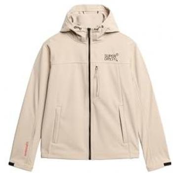 Chaqueta Soft Shell Trekking con Capucha Superdry - Tejido Suave, Casual y Deportivo, Color Beige y Gris