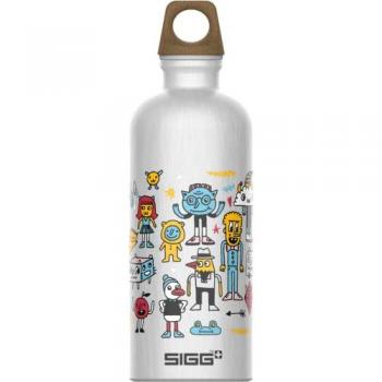 Sigg Traveller MyPlanet Friends 600ml Cantimplora infantil de aluminio hermética, sin sustancias nocivas, fabricada en Suiza, color plateado