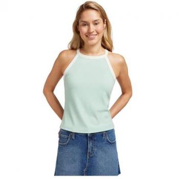 Camiseta Lee Cropped Halter sin mangas verde menta mujer - M