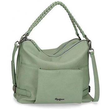 Pepe Jeans Braid Bolso Hobo Verde 33x30x12 cms Piel Sintética