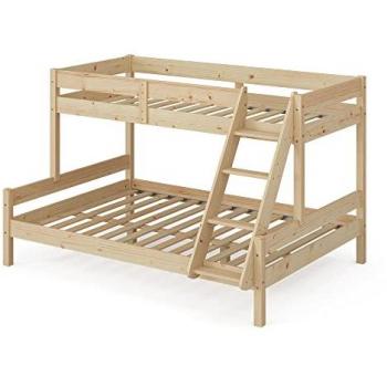 Litera Everest VitaliSpa, Madera natural, 140x200 / 90x200 cm, con escalera y diseño moderno