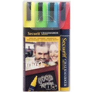Set de 4 marcadores de tiza líquida Securit - Punta media 2-6 mm - Colores vibrantes y duraderos