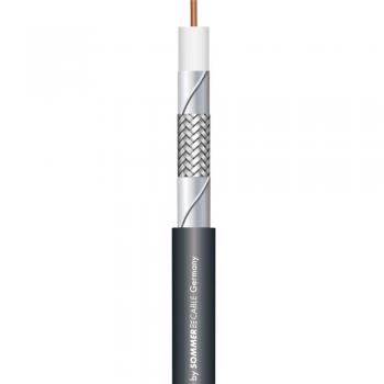 Cable coaxial Sommer 601-0991P, diámetro exterior 10.3 mm, HD 1.6/7.3, 75 Ω, 100 dB, color negro, bobina de 100 metros
