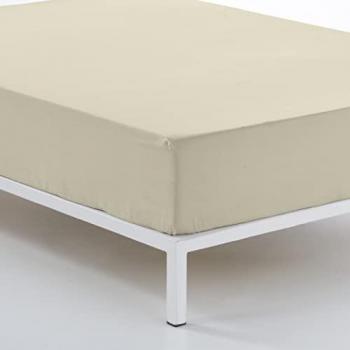 Sábana Bajera Ajustable 100% Algodón Color Piedra Alto 35 cm Cama de 180 cm