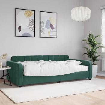 Sofá cama Día y Noche con colchón terciopelo verde oscuro 100x200 cm