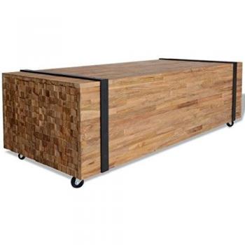 vidaXL Teca Mesa de Centro 110x45x35 cm Mesilla Mueble Auxiliar Mesita Café
