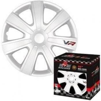 Tapacubos 16P Carbon Look - blanco - 4Racing