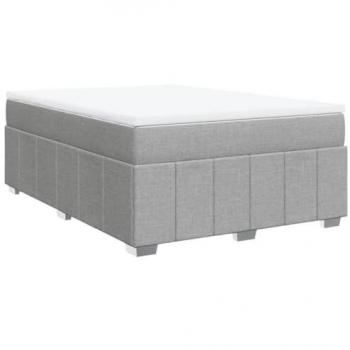 Cama box spring con colchón de muelles tela gris claro 140x200 cm