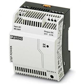 Phoenix Contact STEP-PS/1AC/24DC/2.5 Rail Mounted Power Supply Unit (PSU) 24V DC 60W 2.75A DIN Rail Mounting, Input Voltage: 85...264V,