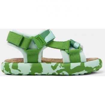 CAMPER Pelotas Flota - Sandals for Girls - Green, White, Cotton Fabric, Size 28 and Size 10.5