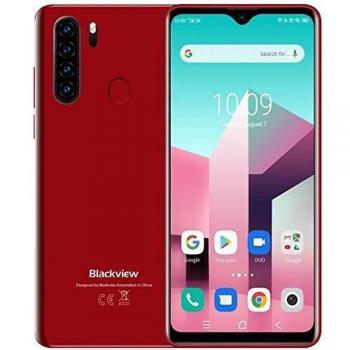 Blackview a80 plus z2021z smartphone movil libres 4g pantalla hd 649zz helio p22 4gb 64gb cuatro camaras traseras bateria 4680mah grosor 88mm android 10 telefono dual sim nfc gps rojo