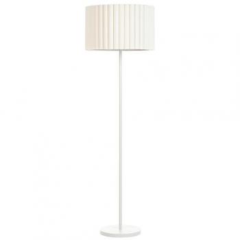 Lámpara de pie clásica Lourens de hierro con pantalla de poliéster en color beige y blanco, 154 cm