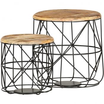 Mesas de Centro Vivas de Madera Maciza de Mango - Set de 2 Piezas