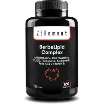 BeberLipid Complex Plus con berberina, levadura de arroz rojo, policosanol, Q10, astaxantina, ácido fólico y vitamina B1 Zenement - 120 comprimidos
