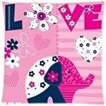 Home Decor Flower Elephant with Flower Love Zippered Throw Pillow Cover Cushion Case 18x18