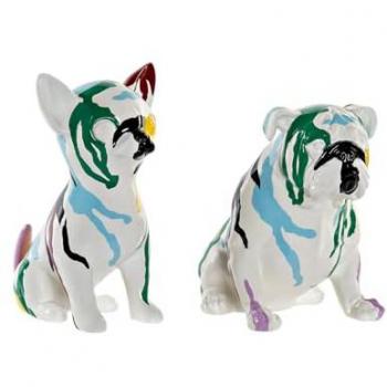 Figura Decorativa DKD Home Decor Multicolor Perro Lacado 20 x 12,5 x 17,5 cm (2 Unidades)