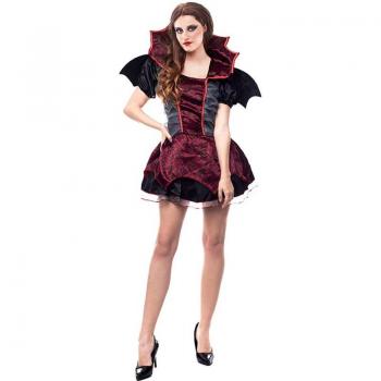 Disfraz de Vampiresa Baby Bat para mujer - Incluye vestido negro con detalles morados, capa con alas de murciélago, diadema con cuernos, y es ideal para fiestas de Halloween o temáticas