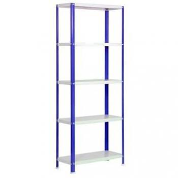 Estantería Simon Home Classic Plus 5/400 Azul/Blanco - 402100204181045 - Simon Rack, Estantería con tornillos para casa, 5 estantes, dimensiones 1800x1000x400 mm