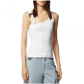 Versace Jeans Couture Ribbed White Sleeveless Top for Women - Size 38